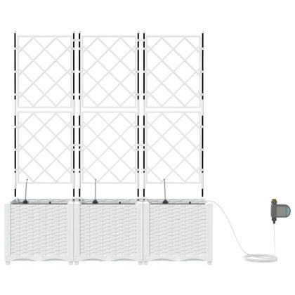 Градински саксии Бяло 120 x 40 x 142 cm Стомана