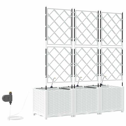 Градински саксии Бяло 120 x 40 x 142 cm Стомана