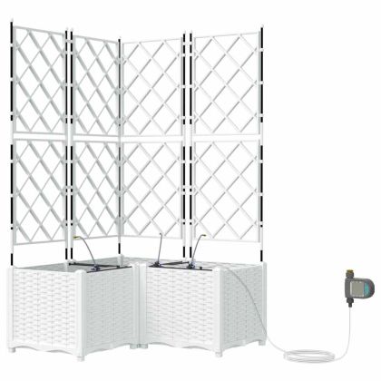 Градински саксии Бяло 80 x 80 x 142 см Стомана