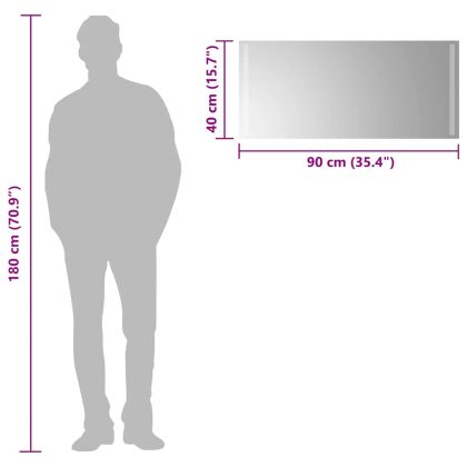 LED огледало за баня, 90x40 см