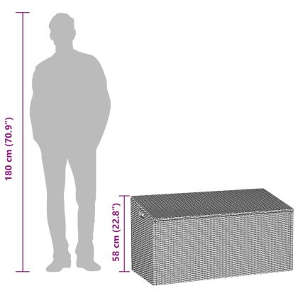 Градинска кутия за съхранение, черна, 110x50x58 см, полиратан