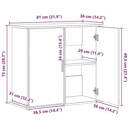 Стойка за аквариум, дъб, 81x36x73 см, инженерно дърво