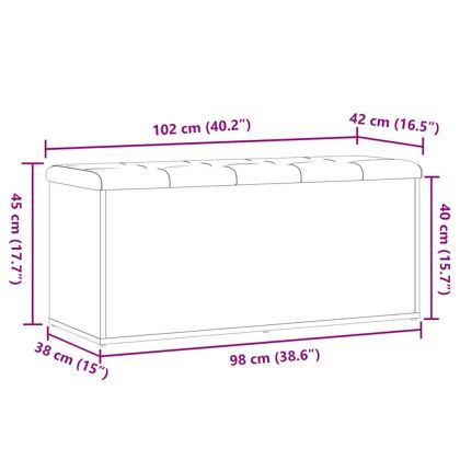 Пейка за съхранение, занаятчийски дъб, 102x42x45 см, инженерно дърво