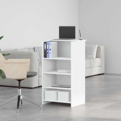 Рецепционно бюро, бяло, 55x50x103,5 см, инженерно дърво