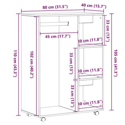 Гардероб, черен дъб, 80x40x110 см, инженерно дърво