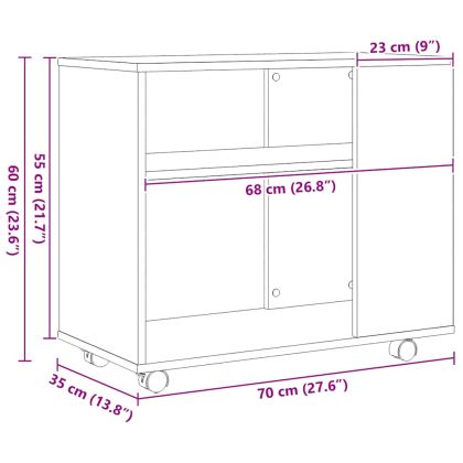 Странична маса, черен дъб, 70x35x60 см, инженерно дърво