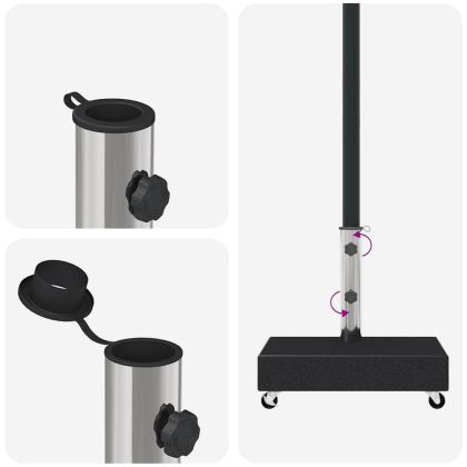 Основа за чадър, черна, 45x25x8 см, гранит