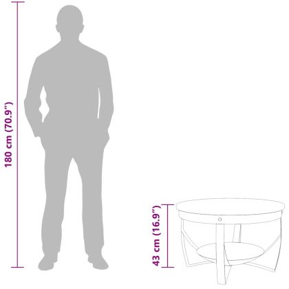 Маса за кафе, Ø68x43 см, регенерирано дърво масив