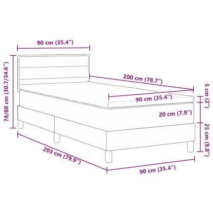 Легло с пружинирана основа Светлосиво 90 x 200 cm текстил