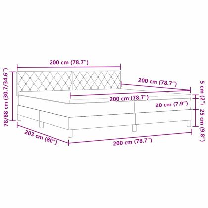 Легло с пружинирана основа Тъмен сив 200 x 200 cm Кадифе