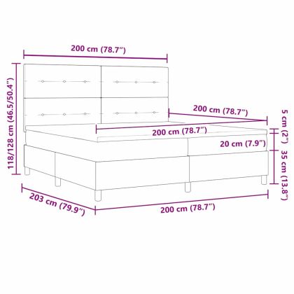 Легло с пружинирана основа с матрак Черно 200 x 200 cm текстил