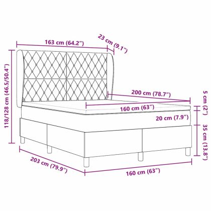 Легло с пружинирана основа Тъмен син 200 x 160 см Полиестер