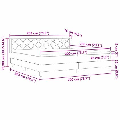 Континентално легло с матрак с матрак Светлосиво 200 x 200 cm