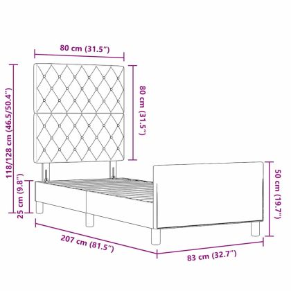 Легло с пружинирана основа Светлосиво 80 x 200 cm Кадифе