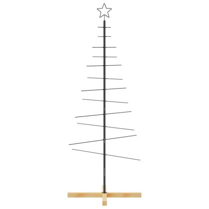 Метална коледна елха с дървена основа черна 150 см