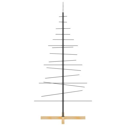 Метална коледна елха с дървена основа черна 150 см