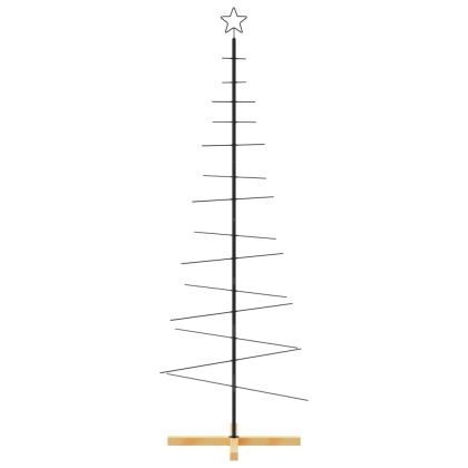 Метална коледна елха с дървена основа черна 180 см