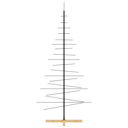 Метална коледна елха с дървена основа черна 180 см