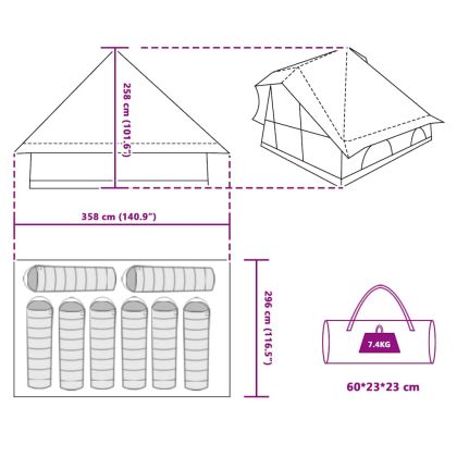 Палатка типи с покрив Сив и оранжев 358 x 296 x 258 см тафта