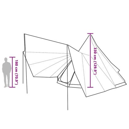 Семейна типи палатка Зелено и бежево 510 x 690 x 330 см