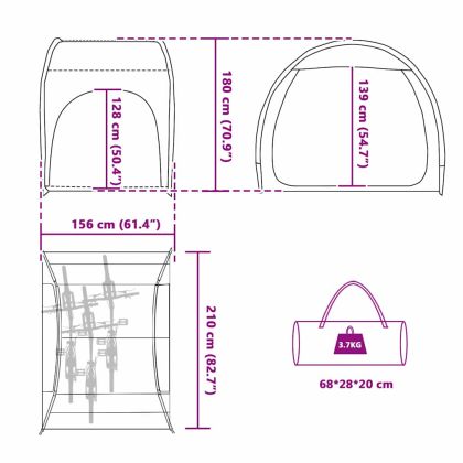 Палатка за съхранение на велосипеди Зелен 218 x 156 x 180 см
