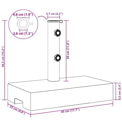 Основа за чадър, гранит, правоъгълна, 25 кг
