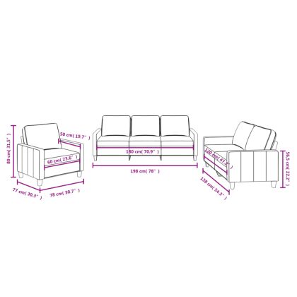 Комплект дивани от 3 части с възглавници, таупе, плат