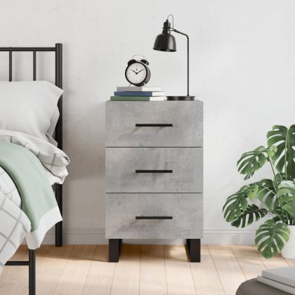 Нощно шкафче, бетонно сиво, 40x40x66 см, инженерно дърво