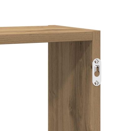 Стенен кубичен рафт, 5 отделения, дъб артизан, инженерно дърво