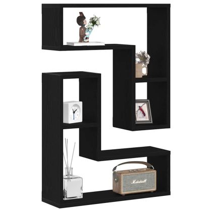 Стени за рафтове с рафт 2 pcs Черен дъб 50 x 15 x 85 см