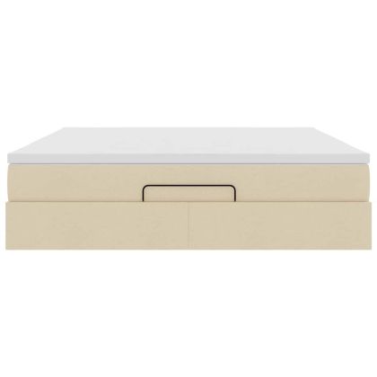 Османска легло с матрак, кремаво, 160x200 см, плат