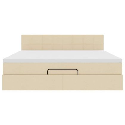 Османска легло с матрак, кремаво, 160x200 см, плат