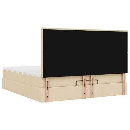 Османска легло с матрак, кремаво, 160x200 см, плат