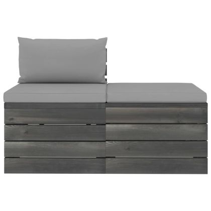 Градински мебели от палети 2 части с възглавници бор масив