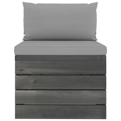 Градински мебели от палети 2 части с възглавници бор масив