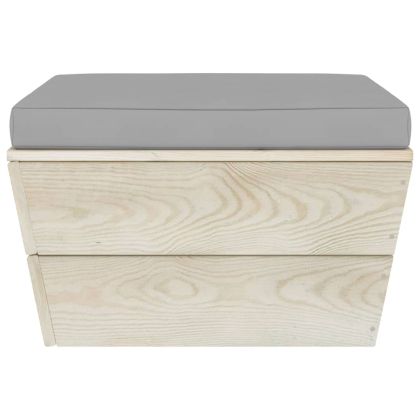 Градинска табуретка от палети с възглавница, импрегниран смърч