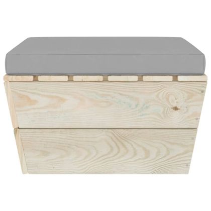 Градинска табуретка от палети с възглавница, импрегниран смърч