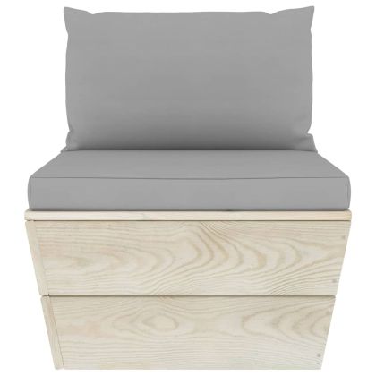 Градински лаундж комплект от палети 6 части с възглавници смърч