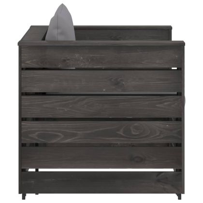 Градински лаундж комплект 2 части възглавници сива импрегнация