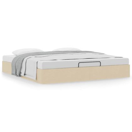 Османска рамка за легло без матрак, кремава, 160x200 см, плат