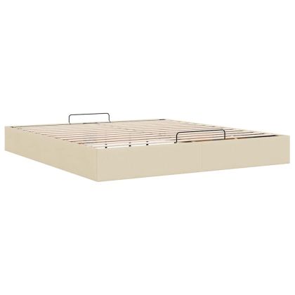 Османска рамка за легло без матрак, кремава, 160x200 см, плат