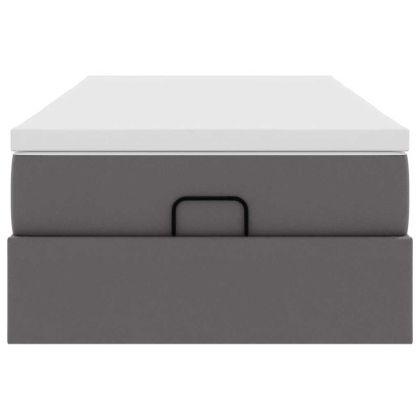 Османска легло с матрак, сиво, 90x190 см, изкуствена кожа