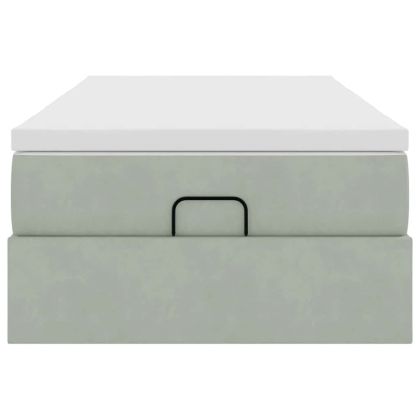 Османска легло с матрак, светлосиво, 90x190 см, кадифе