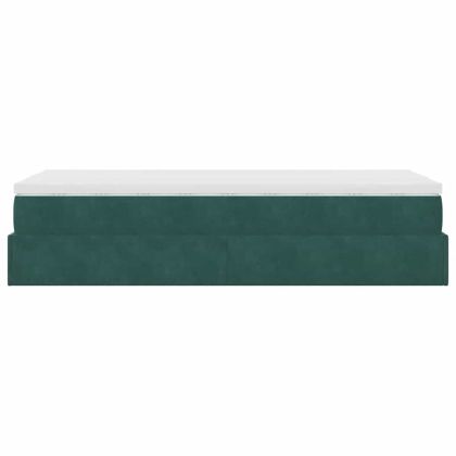 Османска легло с матрак, тъмнозелено, 90x190 см, кадифе
