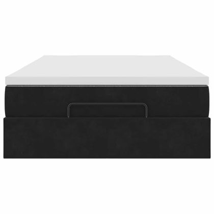 Османска легло с матрак, черно, 120x190 см, кадифе