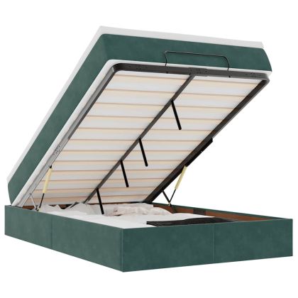 Османска легло с матрак, тъмнозелено, 120x190 см, кадифе