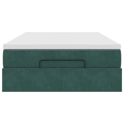 Османска легло с матрак, тъмнозелено, 120x190 см, кадифе