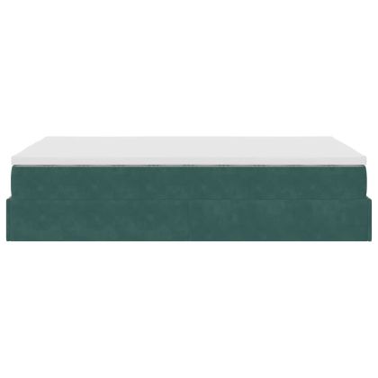 Османска легло с матрак, тъмнозелено, 120x190 см, кадифе