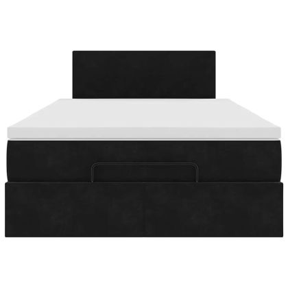 Османска легло с матрак, черно, 120x190 см, кадифе