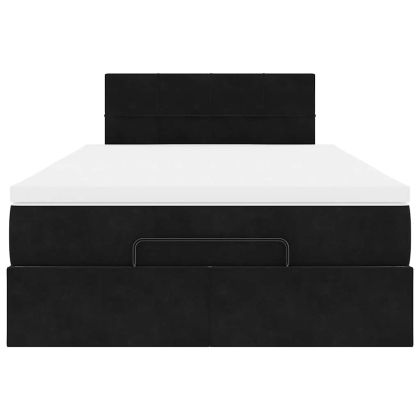 Османска легло с матрак, черно, 120x190 см, кадифе